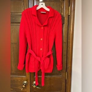 Red vintage tie at waist sweater size medium